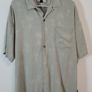 Tommy Bahama Men's L Tan Short Sleeve Button down Shirt 100% Silk